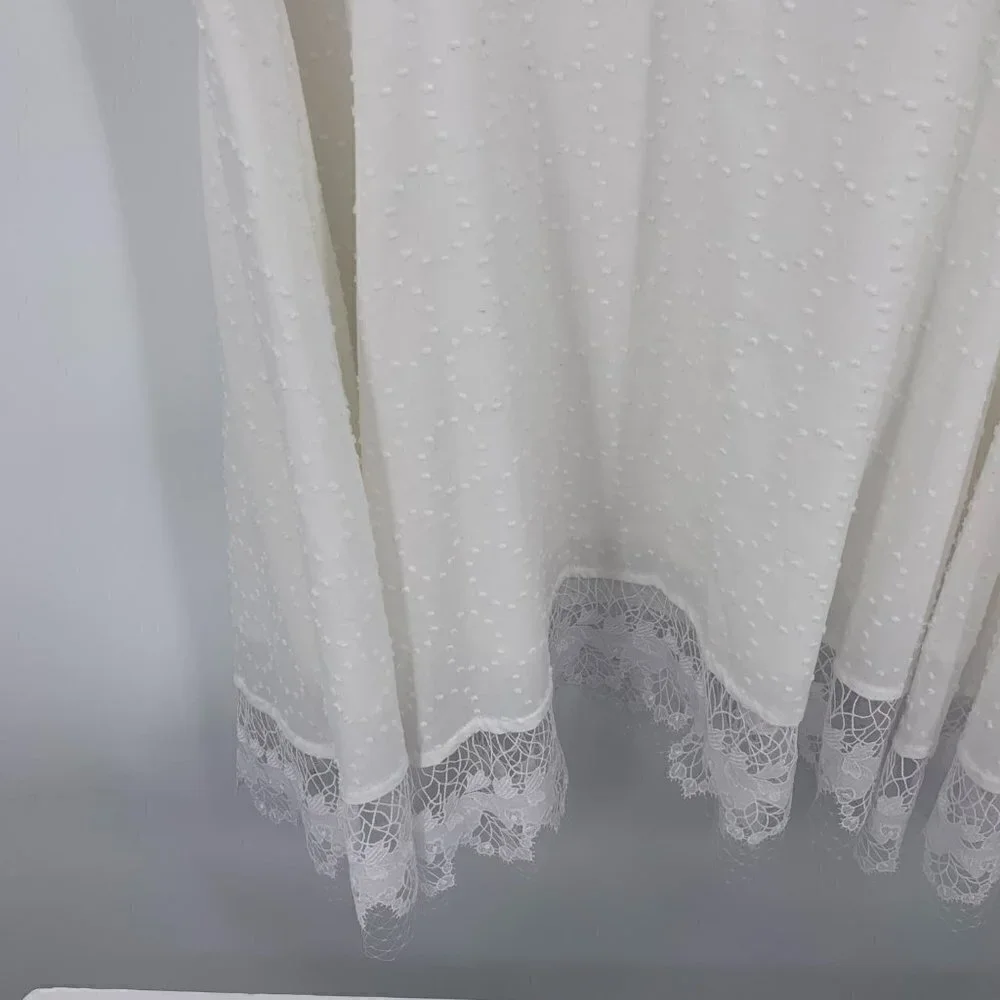 Thakoon Lace embroidered tank dress white knit mesh a-line skirt new X-Large XL - Picture 4 of 6